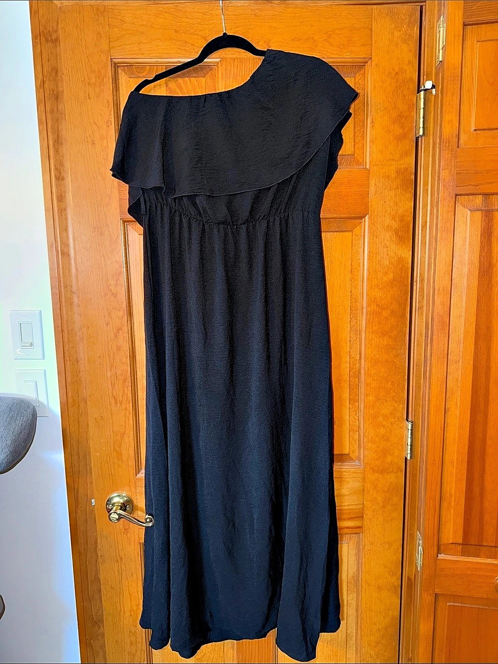 Kirundo One Shoulder Ruffle Maxi Dress Women's Black NWT